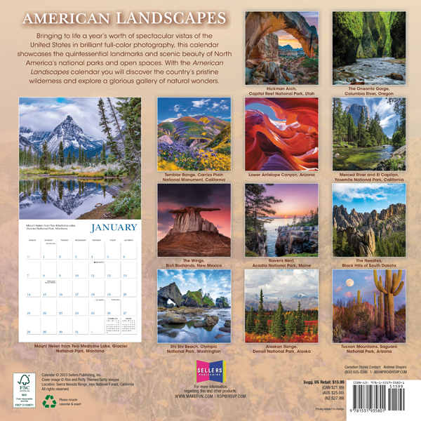 American Landscapes 2024 Wall Calendar Rsvp